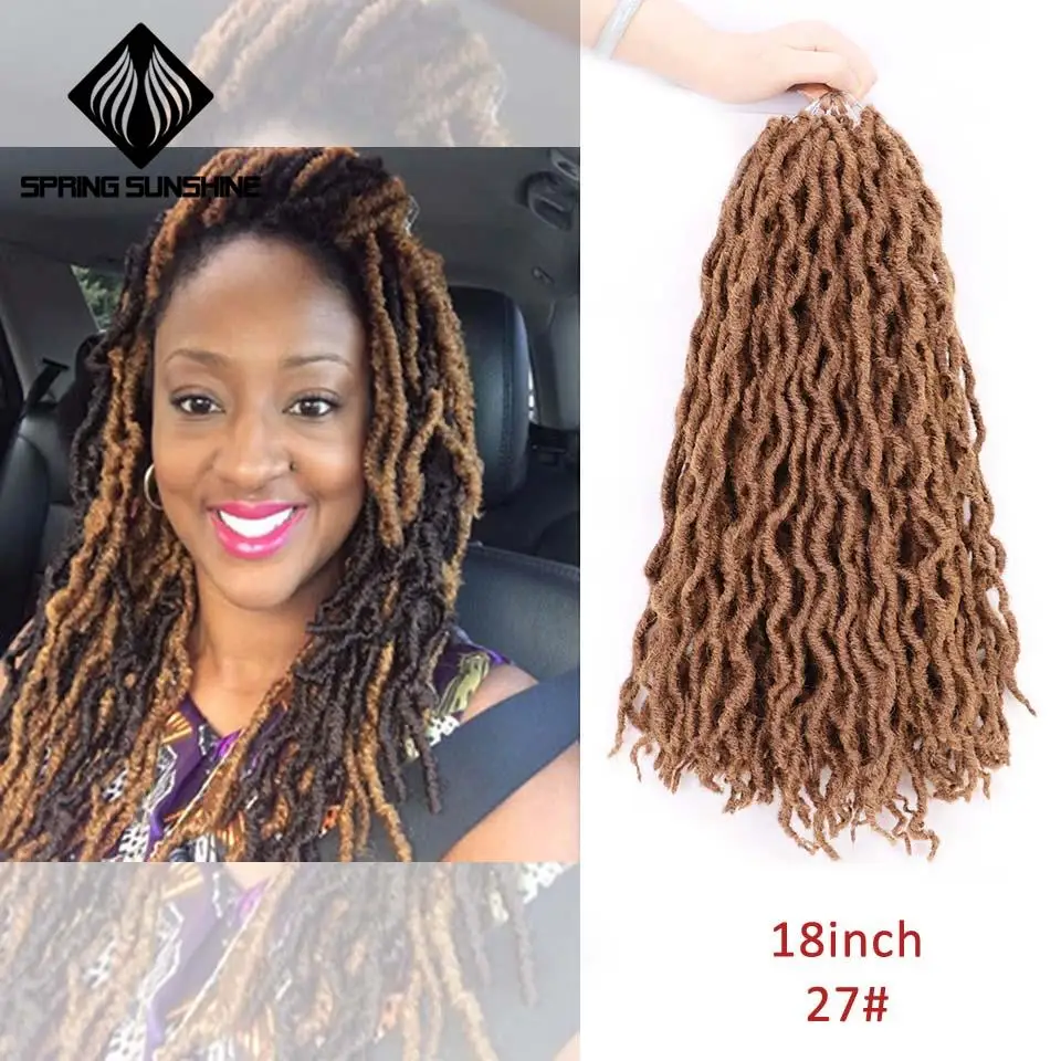Весна солнце 12 18 дюймов Nu Locs Ombre Faux Locs Curly плетение волос Синтетические крючком косы волос
