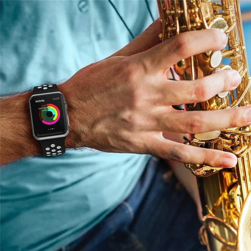 Силиконовый ремешок для apple watch ремень 44 мм 42 мм apple watch, ремешок 38 мм, версия 40 мм адаптер наручных часов iwatch, 4/3/2/1 серии спортивный браслет