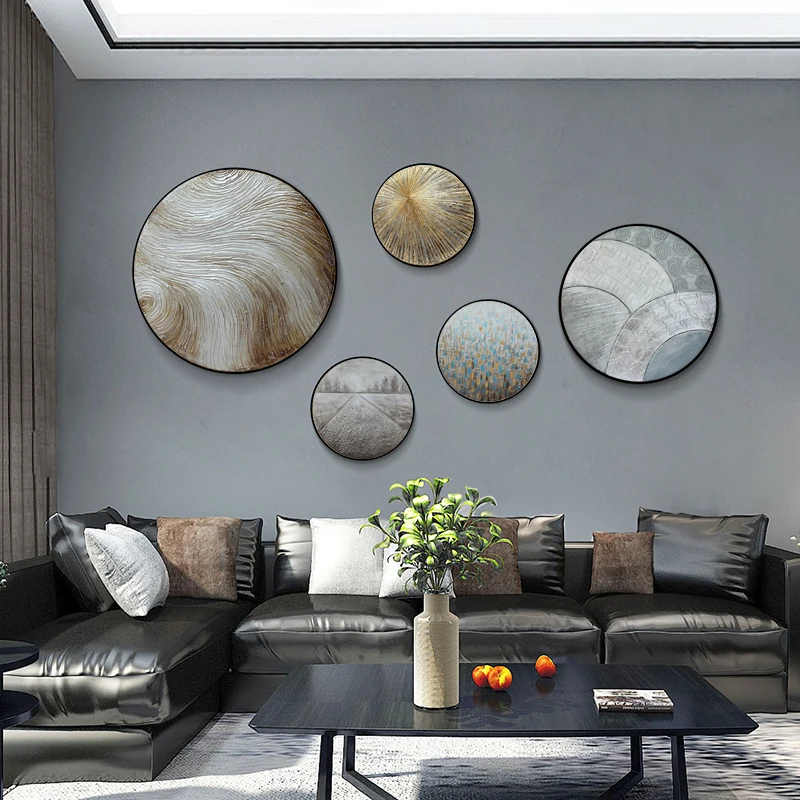 Абстрактный серый холст для рисования Золотая фольга геометрический круг постер