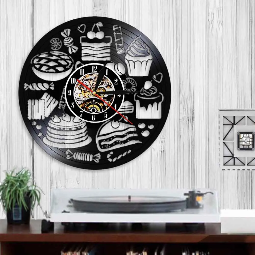 Настенные кухонные часы виниловые 3D настенные с изображением десертов