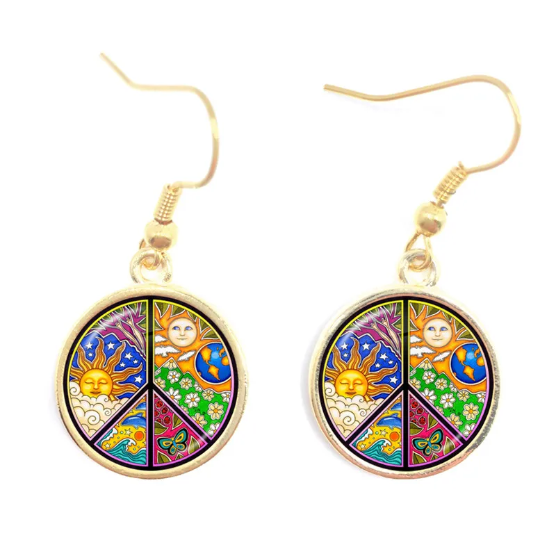 Висячие серьги Peace Sign Love Bus Surf Van Beach Summer Hippie Car Retro Vintage Flower Power Hippi ювелирные изделия