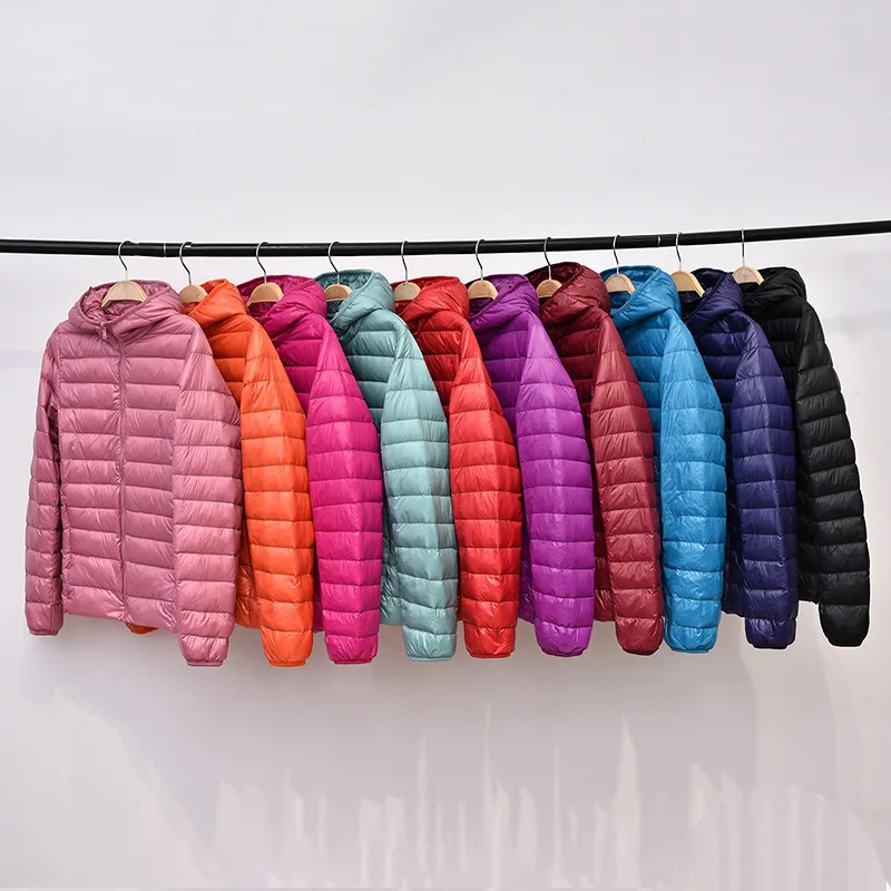 

women down coats 2019 autumn winter top brands red wine hooded Collar Slim long ultra Light Jackets Female Wear Parkas Plus Size