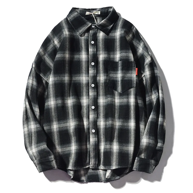 Весна и лето новый стиль японский Ретро клетчатая рубашка мужская повседневная