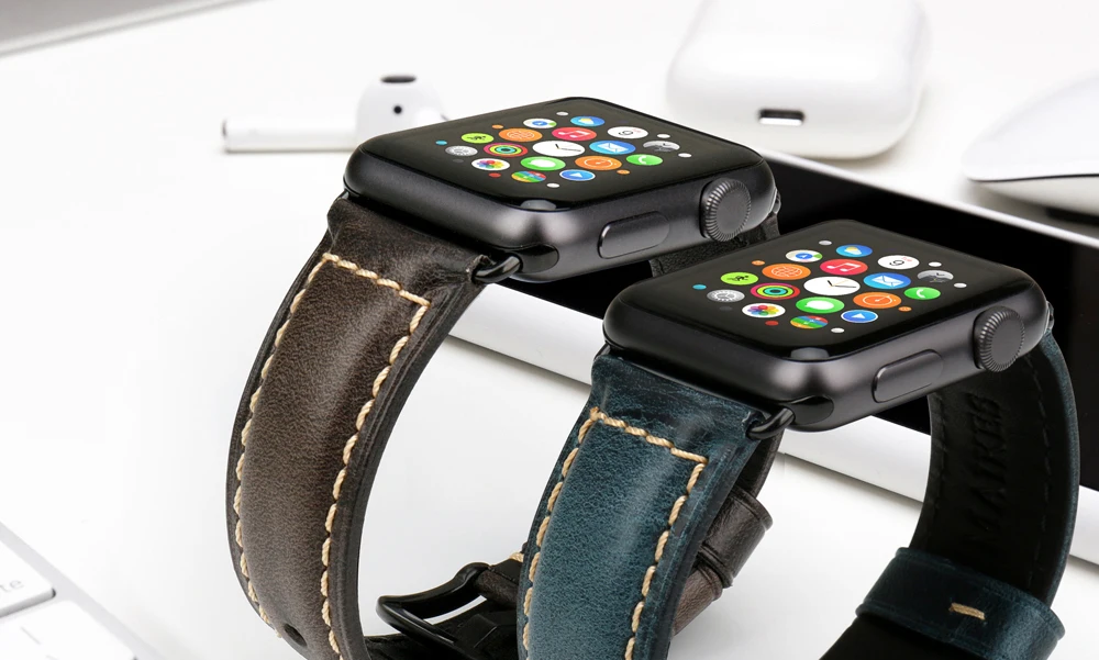 Кожаный браслет MAIKES для Apple Watch 42 мм, 38 мм, 44 мм, 40 мм, серия 4, 3, 2, ремешок для Apple Watch iWatch, ремешок для часов