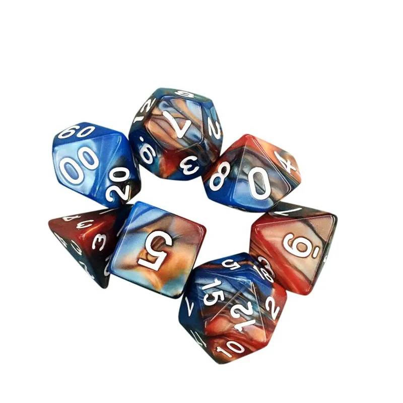 7 шт./компл. D4-D20 мульти-сторонее акриловое кости TRPG ИГРА Подземелья и Драконы многогранные на Рождество и Хеллоуин; инструменты Прямая поставка