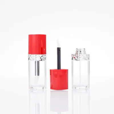 

5ml Empty Lipgloss Bottle Red Silver DIY Lip Gloss Container Transprent Refillable Bottles Empty Lipgloss Bottle Square Tube