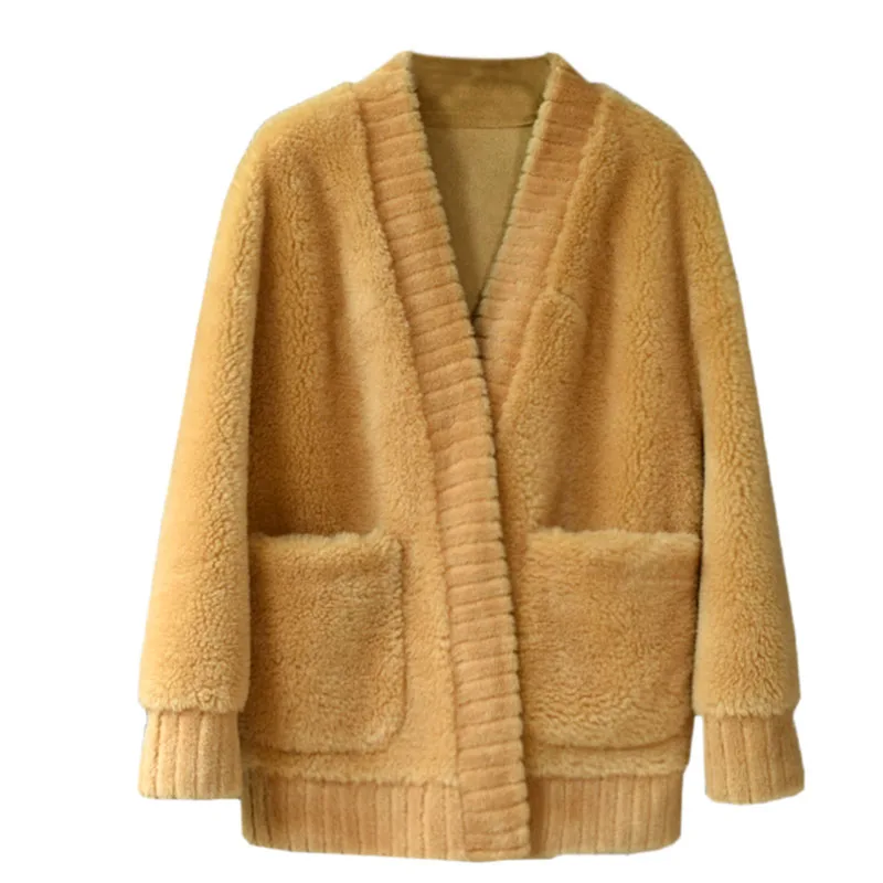 

Зимнее 100% натуральное пальто, осенняя Корейская овечья шерсть, шубы и куртки, женская одежда, 2020 Топ Hiver 19062