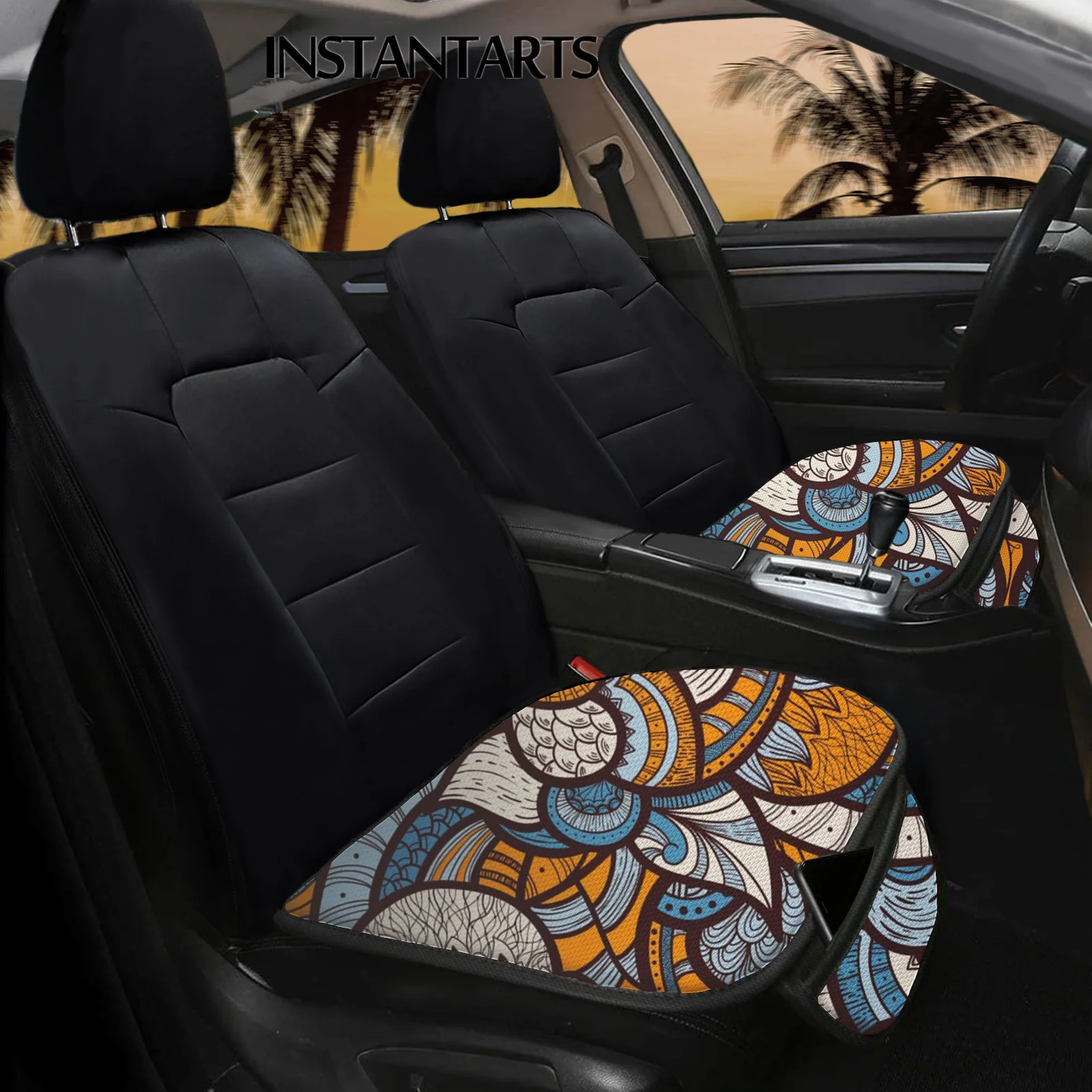 

INSTANTARTS племенной узор 2 шт. Универсальный Автомобильный защитный коврик для интерьера сиденья нескользящий автомобильный защитный коврик д...