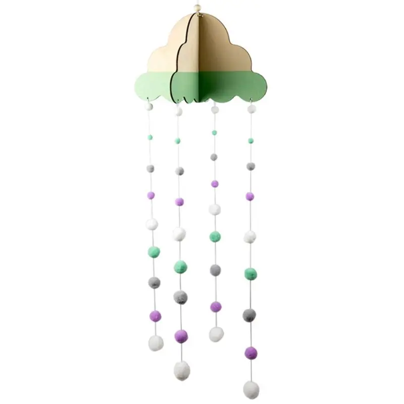 

Baby Crib Wool Ball Mobile Rattle Wind Chime Bed Bell Toys Kids Room Decoration