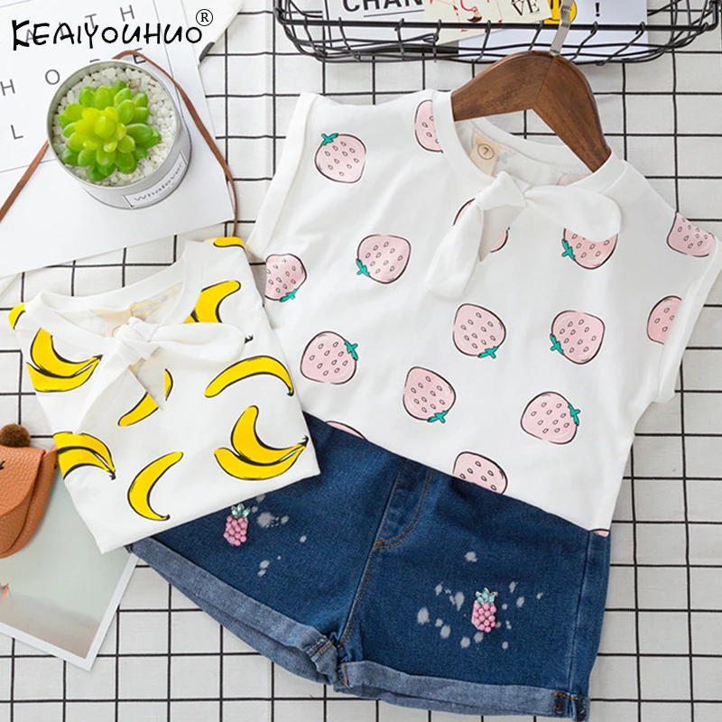 KEAIYOUHUO комплект летней одежды для девочек спортивный костюм детской с шортами