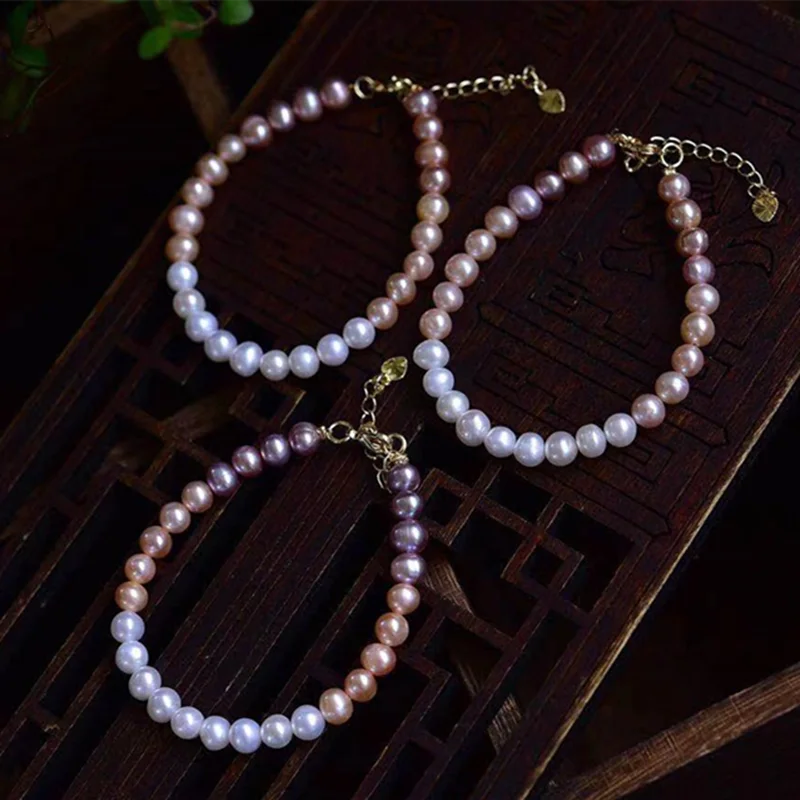 

Natural Freshwater Pearls Bracelet For Women Korean Fashion White Pink Pearl Bracelets Ladies Wedding Party Jewelry Gift