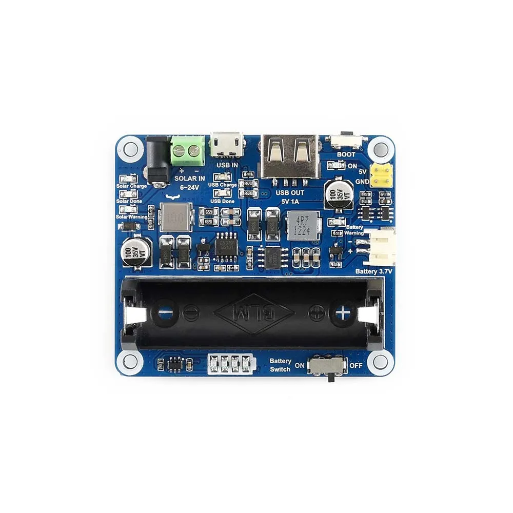 

Waveshare Solar Power Management Module for 6V~24V Solar Panel Supports MPPT function USB connection battery charging