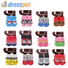 Носки для питомцев, для маленьких собак, резиновые, Нескользящие, с милым рисунком, рождественские носки, для щенков, кошек, для дома, теплые, для ног, хлопковые носки