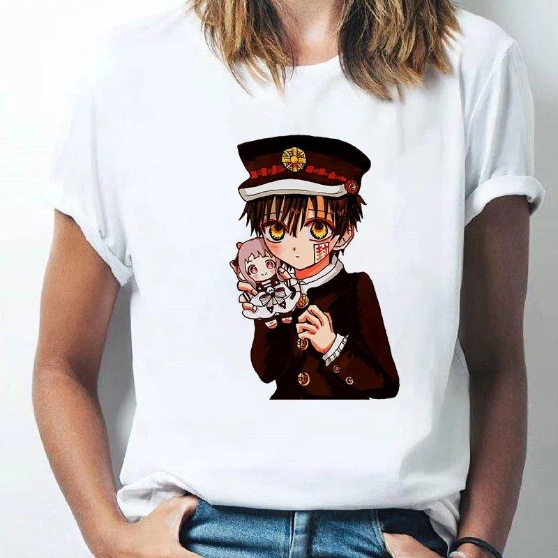 

Футболка женская с японским аниме, милая графическая рубашка в стиле Ханако Кун с надписью «горячий туалет», смешной мультяшный Топ, летняя ...