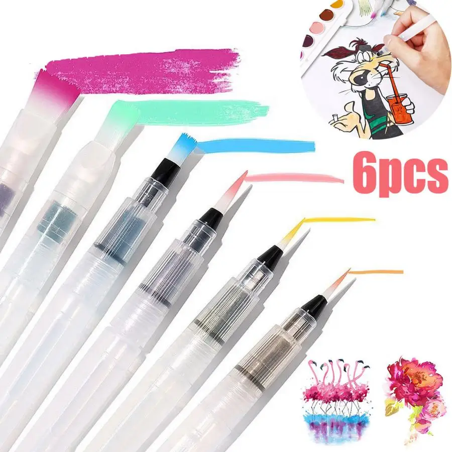 6 шт. фломастеры кисти для рисования акварелью|Маркеры-краски| |