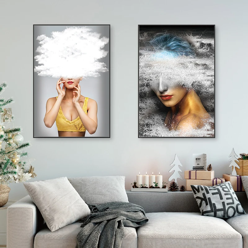 

Scandinavian Women Abstract Wall Art Canvas Oil Painting Wall Pictures Poster Prints For Hotel Aisle Living Room Home Decor Art