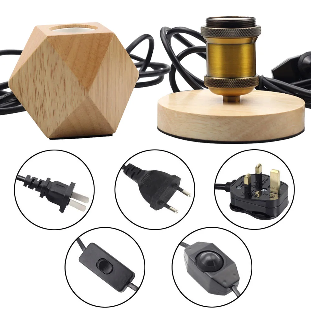 TIANFAN деревянная лампа Эдисона Лампа Цоколь E27 бронзовая настольная с 1 8 м плоская