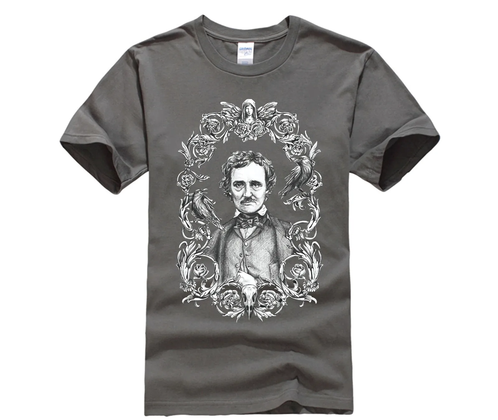 Мужская футболка с коротким рукавом Эдгара Аллана из хлопка вороном в стиле