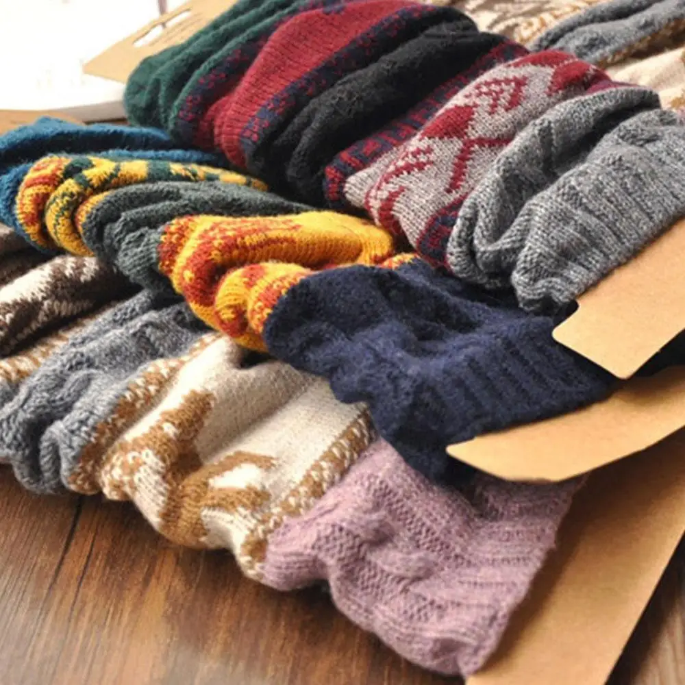 

Fashion Leg Warmers Women Printed embroidery Warm Knee High Winter Knit Crochet Leg Warmer Socks Warm Boot Cuffs Long Socks