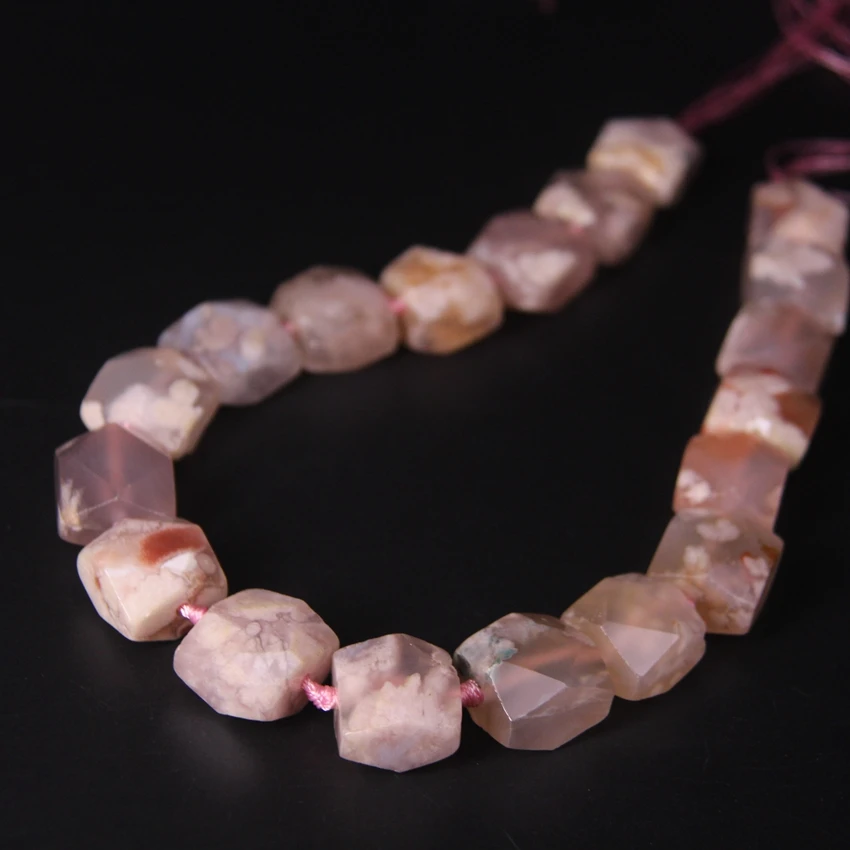 

Natural Pink Sakura Agates Faceted Square Slab Nugget Beads,Cut Cherry Blossom Stone Gems Quartz Slice Pendants Jewelry Making