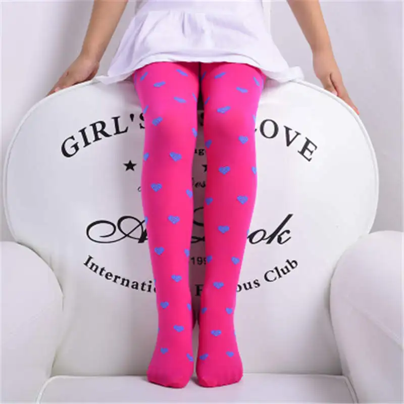 Бархатные колготки для девочек Warmom Колготки с сердечками ярких цветов танцев 12