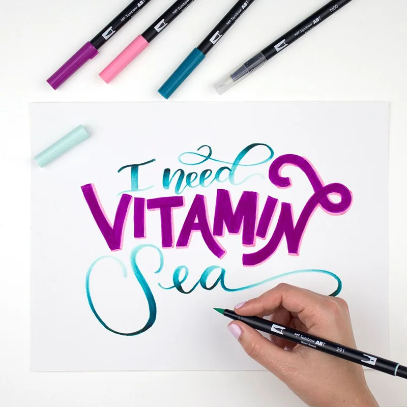 Tombow Abt 96/108 цветов Двойная ручка-кисть для каллиграфии художественный маркер с Подставкой Мягкий акварельный рисунок смешивание окрашивание товары для рукоделия