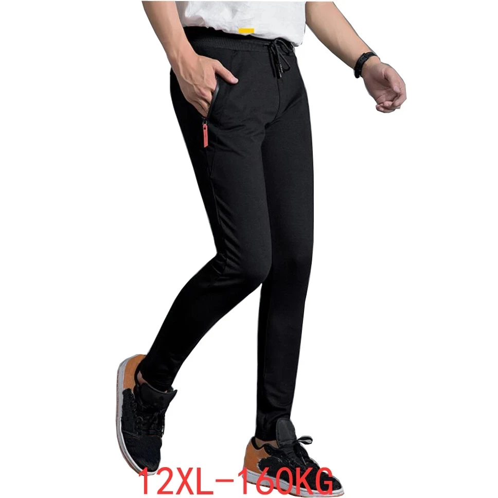 

High quality summer autumn men sweatpants sports pants plus size 10XL 12XL oversize pants black zipper 160KG 60 62 66 68 70