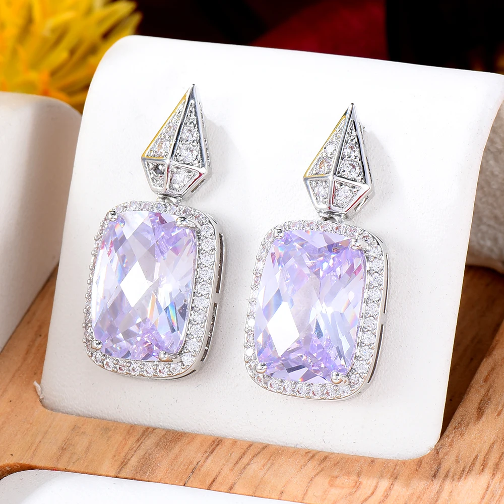 

Siscathy Luxury Crystal Hanging Earrings For Women Trend Cubic Zircon Piercing Earring Wedding Party Celebration Jewelry Female