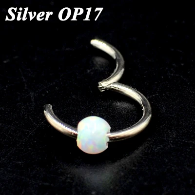 Silver OP17 1 шт. G23 титановый шарнирный сегмент кольцо с опалом камень опал губы ниппель хряща трагус спираль носовая перегородка кликер пирсинг ювелирные изделия - Окраска металла: Silver OP17