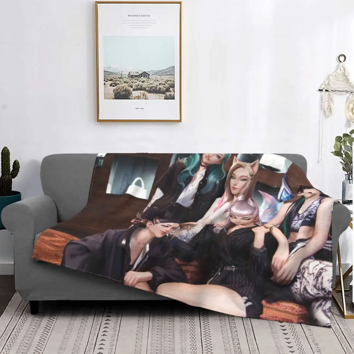 

Фланелевое Флисовое одеяло Ahri Akali Evelynn Kai'Sa и Seraphine, теплое Хлопковое одеяло, домашнее покрывало для дивана, спальни