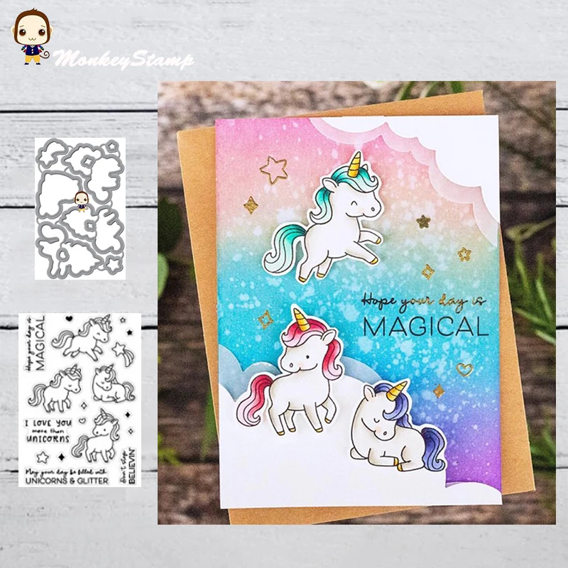 MonkeyStamp Единорог металлические штампы и для DIY скрапбукинга фотоальбома