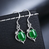 natural green chalcedony hand carved drop earrings fashion boutique jewelry womens green agate earrings gift
