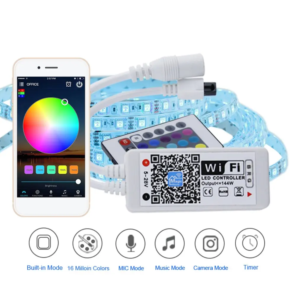 Мини Wifi + ИК пульт дистанционного управления 24 клавиши RGB LED контроллер iOS Android