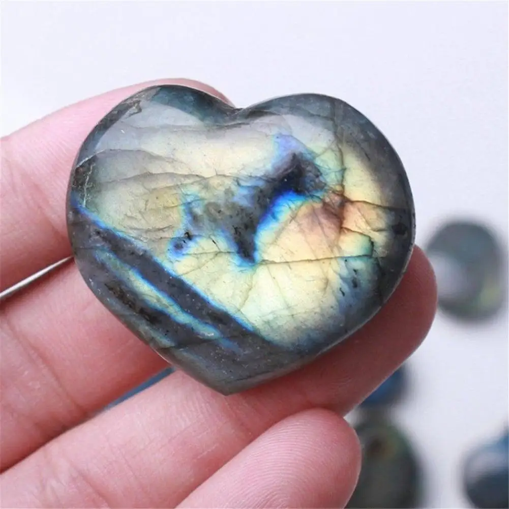 

Wholesale Dropshipping HOT SALES !!! Romantic Heart Shape Faux Labradorite Stone Specimens Collection Birthday Gift