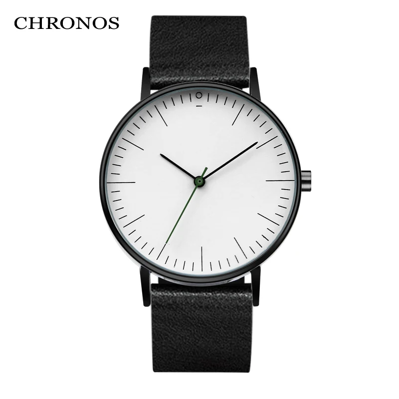 Супер минималистичные мужские наручные часы с кожаным ремешком повседневные