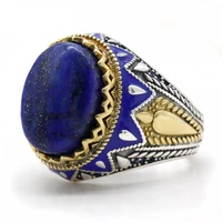 925 silver ring for men lapis lazuli natural stone jewelry fashion vintage gift men ring lucky love energy jewelry women ring