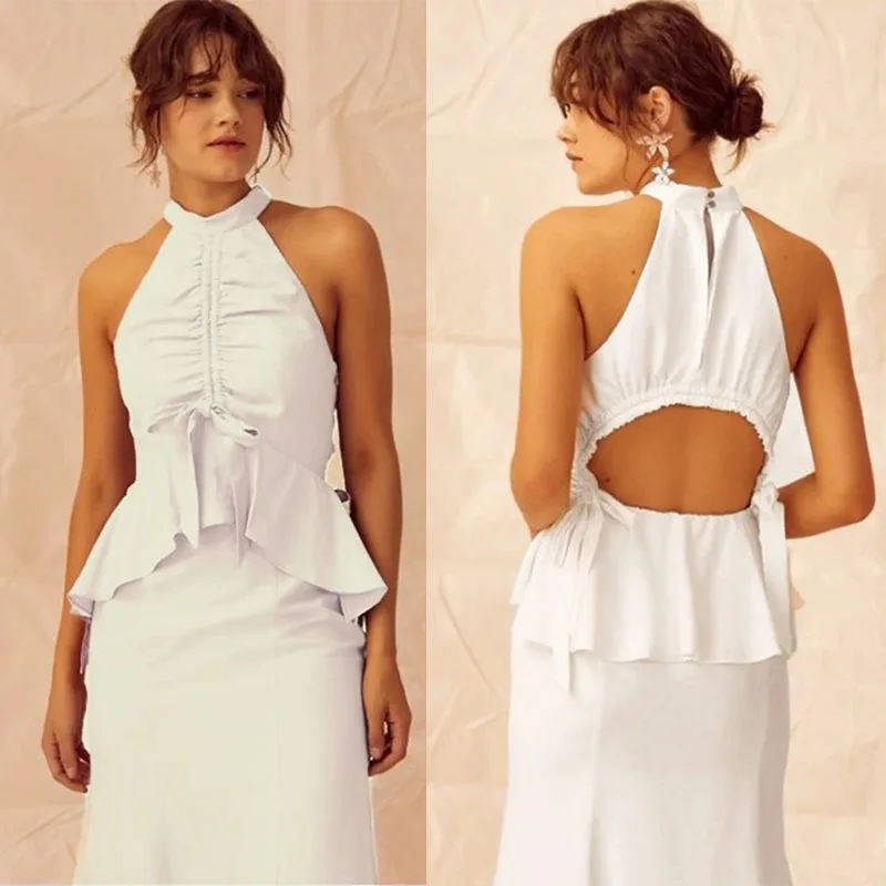 

2020 European and American New Women's Hot Selling Sexy Sleeveless Halter Pencil Skirt