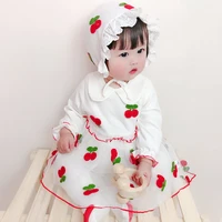 spring and autumn kids clothing baby girl dress with hat infant long sleeve white princess dress toddler girl fall clothes