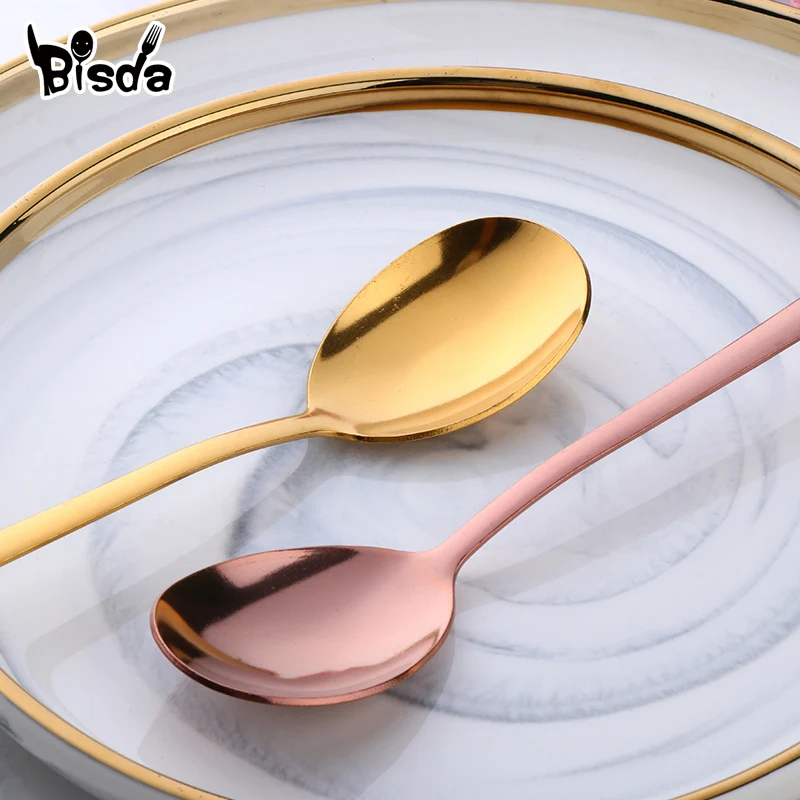 Десертные ложки из нержавеющей стали 8 шт. Корейская длинная ручка чайный кофе