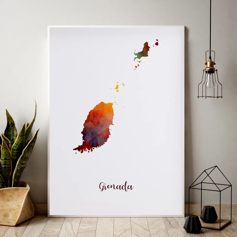 Карта Гибралтара карта акварели современный город холст Художественная печать