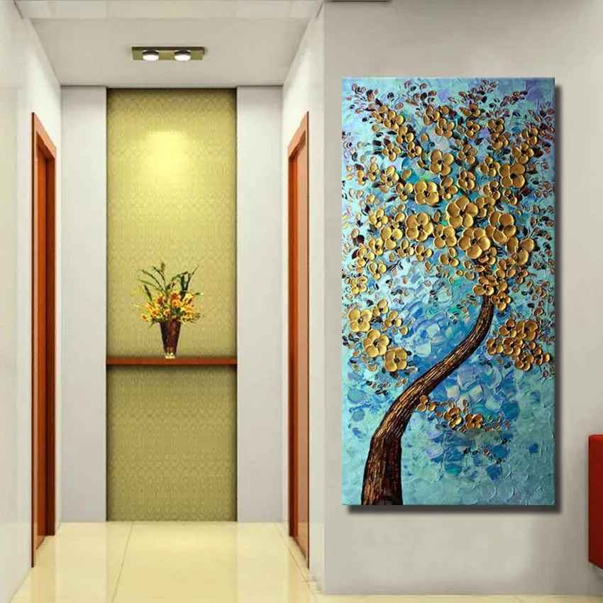 Горячая Распродажа ножей густая масляная Картина на холсте красивые цветы