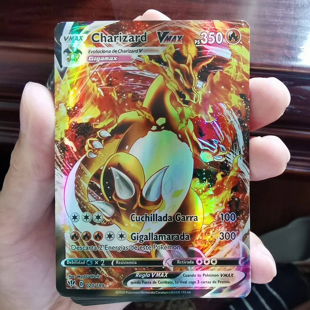 Cartas de Pok&eacute;mon en Espa&ntilde;ol GX VMAX, juego de cartas hologr&aacute;ficas de entrenamiento energ&eacute;tico, juguete para ni&ntilde;os en Espa&ntilde;ol, novedad de 2021-1