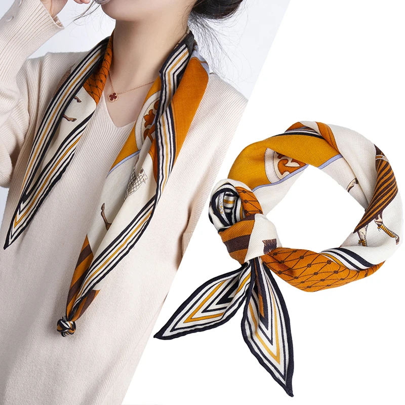 

Luxury brand DD scarf imitation silk double layer streamer classic exquisite printing thin ribbon ladies small scarf WJ20054MY