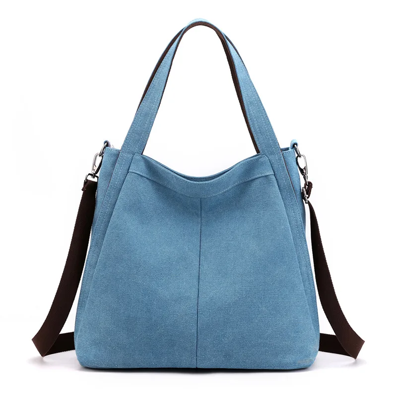 

Холщовая Сумка для женщин, повседневная большая сумочка на ремне, 5 цветов, синий цвет, модный дорожный саквояж на плечо