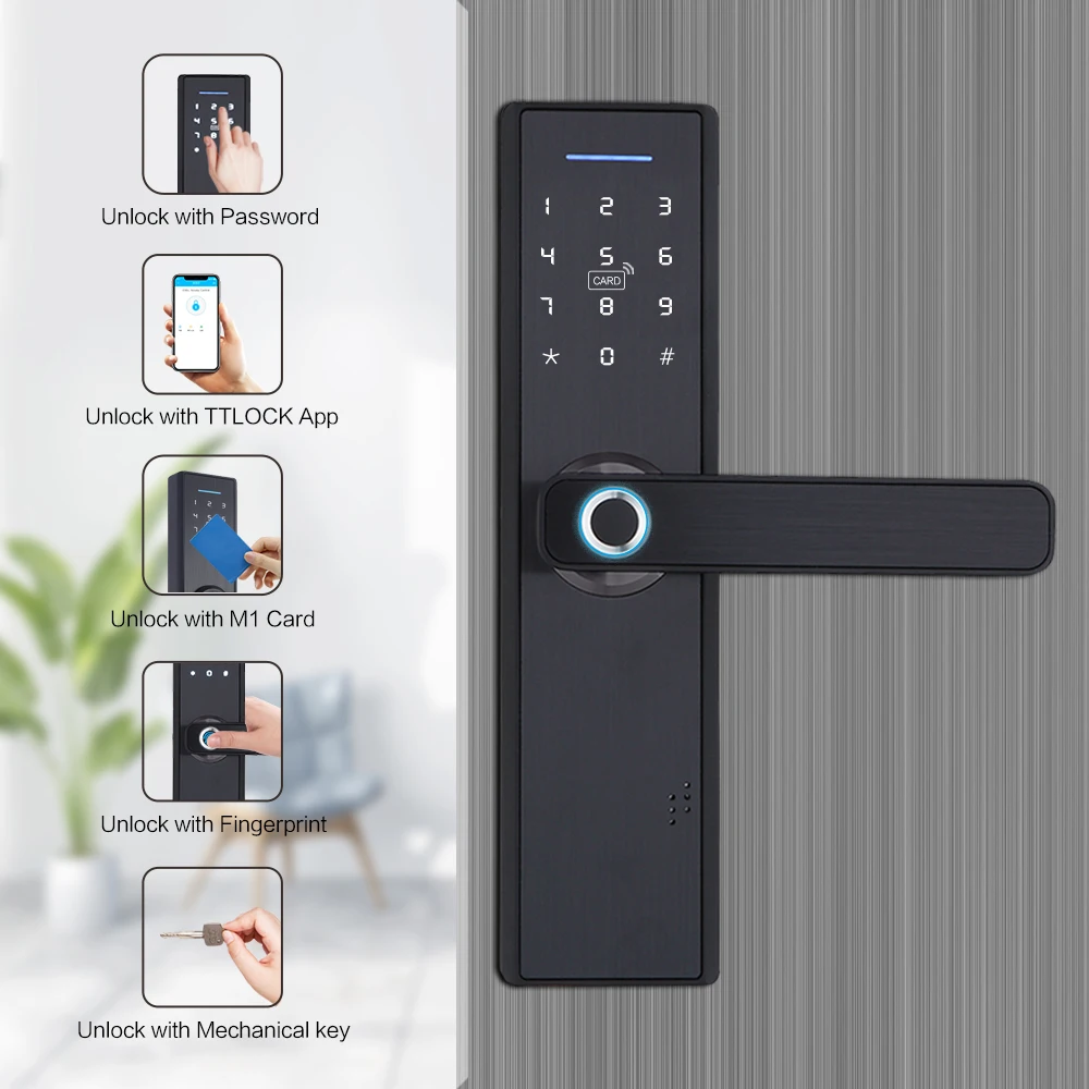 Bluetooth TTlock APP умный электрический дверной замок с отпечатком пальца цифровой