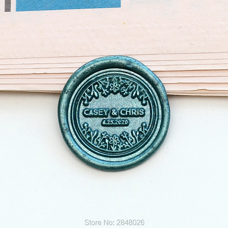 Индивидуальные Цветочные парные имена Свадебные восковые штампы для улицы