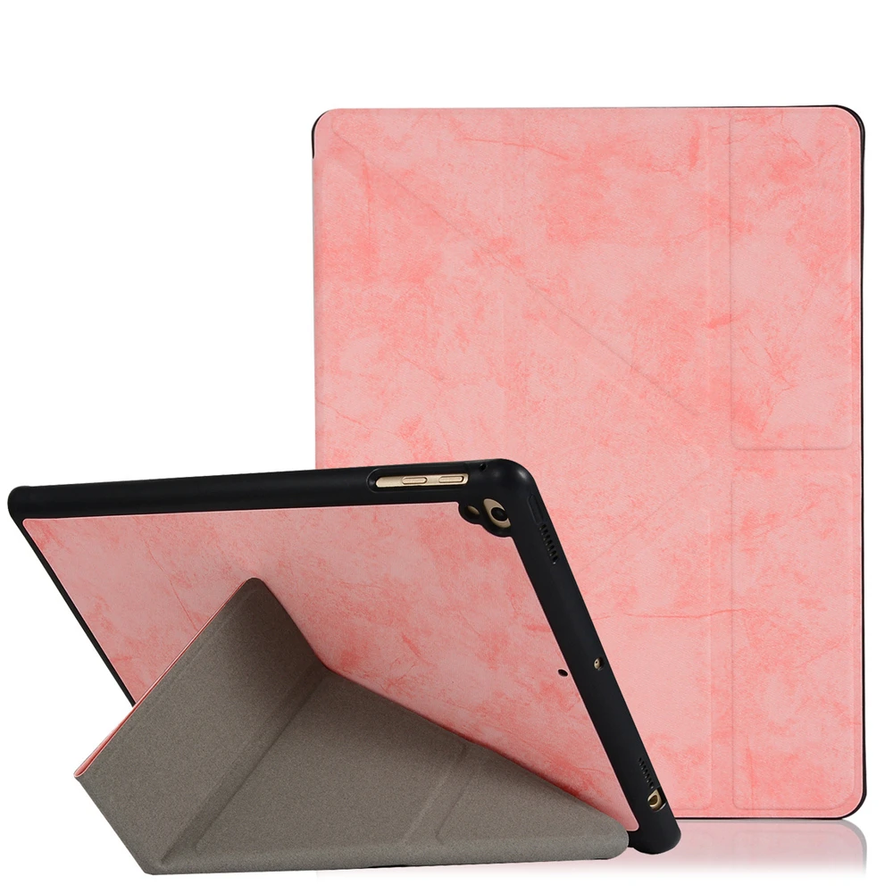 Для iPad 9,7 дюймов Pro 9,7 чехол с карандашом держатель трехстворчатая подставка задняя крышка для iPad 5 6 Air 1 2 Smart Funda HY006 - Цвет: Pink