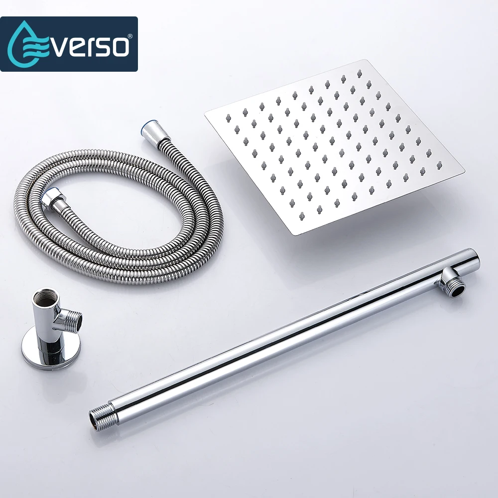 EVERSO хромированная настенная ультратонкая квадратная Лейка для душа 8 дюймов +