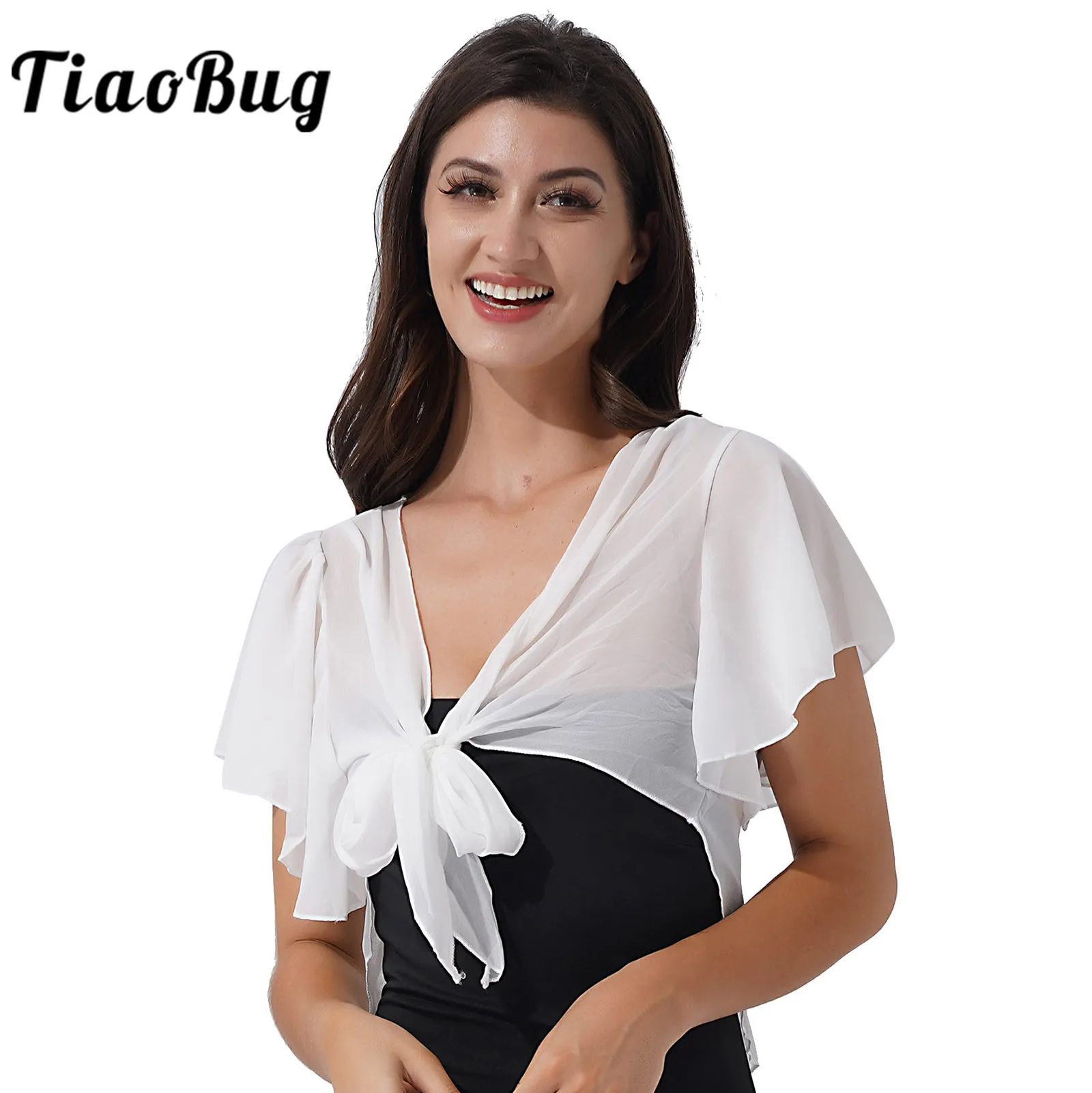 Модные женские болеро шаль короткий рукав с рюшами открытая спереди