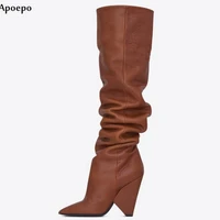 newest pointed toe leather high heel boots 2021 sexy spike heels over the knee boots riding boots for woman